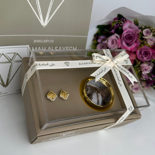 Bent 1/4 Lira Earrings with Pearl and Bukhoor